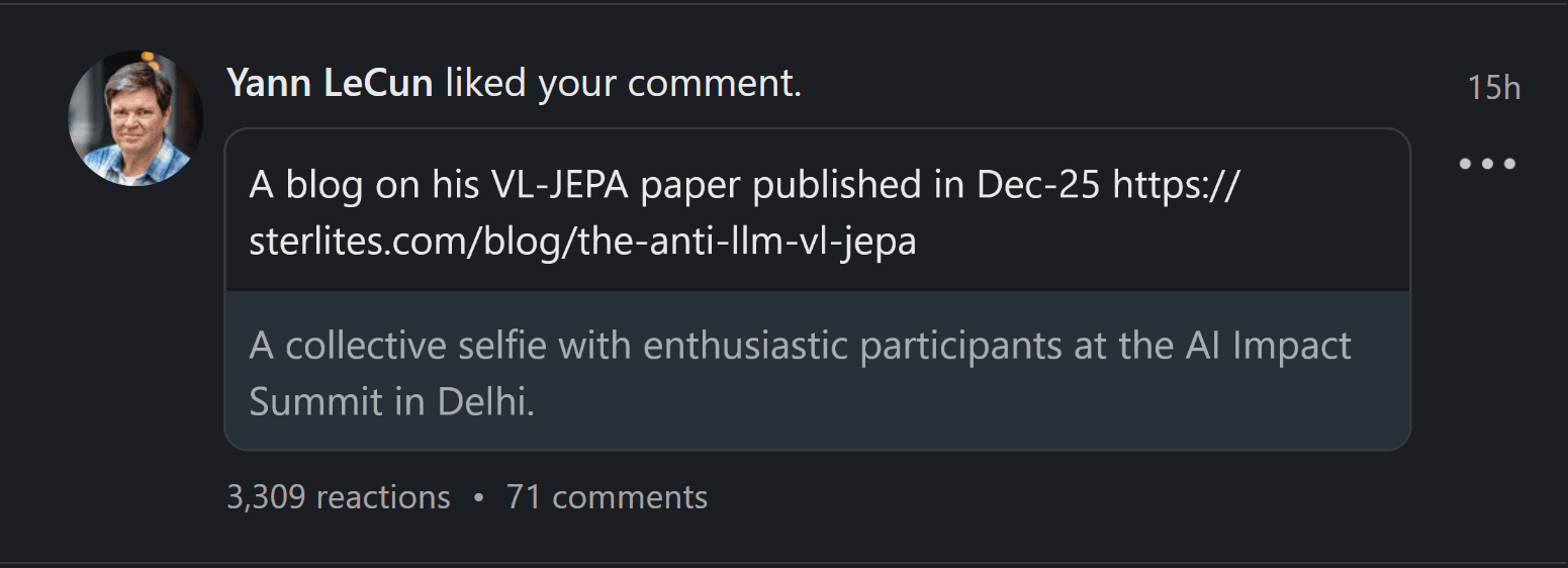 Yann LeCun validated comment on Sterlites blog