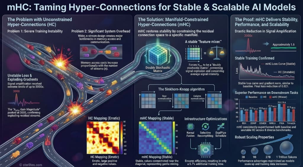 mHC: Taming Hyper-Connections for Stable & Scalable AI Models
